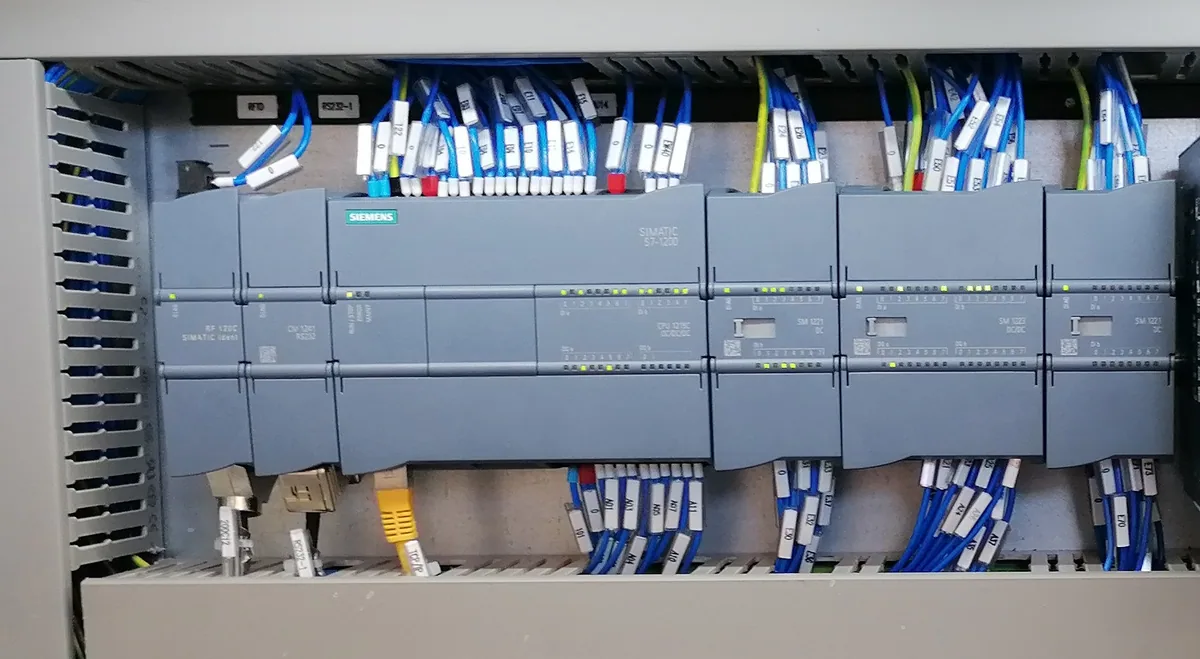 Siemens PLCs in a control cabinet